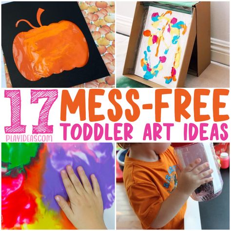 Crafts For 21 Month Old, Painting In Bag Ideas, Mess Free Painting Preschool, Art For One Year Olds Craft Ideas, No Mess Preschool Crafts, 12-14 Month Old Crafts, Quick Crafts For Preschoolers, Mess Free Finger Painting, Painting For Toddlers Ideas