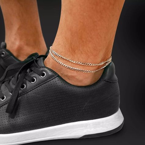 Men's Anklet - Men's Ankle bracelet - Anklet for Men - Ankle Bracelet For Men - Men's Jewelry - Men's Gift - Beach Jewelry - Summer Jewelry Looking for a gift for your man? You've found the perfect item for this!  Introducing our stylish double layered silver anklet for men. This unique piece combines contemporary design with a touch of masculinity, making it the perfect accessory for any occasion. Handcrafted with precision, our double layered anklet features a sleek silver chain with two disti Men's Ankle Bracelet, Black Anklet, Silver Chain Anklet, Anklet Designs, Beautiful Anklet, Silver Anklet, Jewelry Summer, Silver Anklets, Beaded Anklets