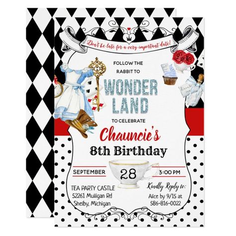 Mad Hatter Tea Party Invitations, Alice In Onederland Birthday, Alice In Onederland, Alice In Wonderland Invitations, Wonderland Invitation, Wonderland Birthday Party, Wonderland Birthday, 1st Birthday Party Invitations, Alice In Wonderland Birthday