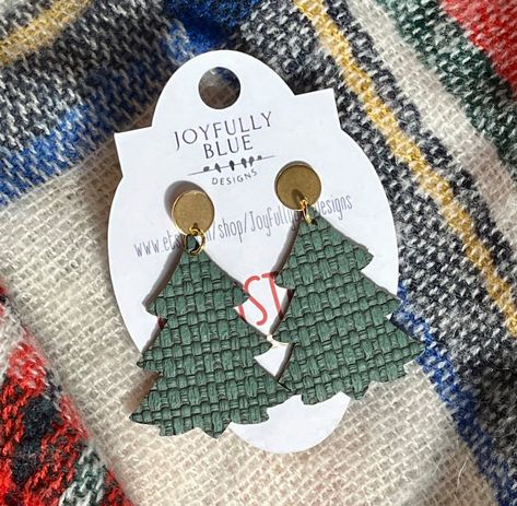 Leather Christmas Tree, Leather Christmas, Post Holiday, Tree Earrings, Holiday Earrings, Christmas Tree Earrings, Holiday Earring, Earring Tree, Old Jewelry