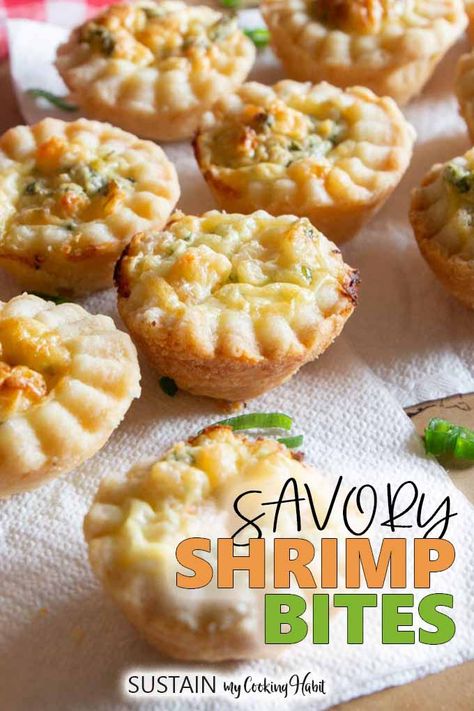 With it's buttery, garlic shrimp filling inside a flaky homemade pastry makes this savory shrimp puff pastry recipe a must-try appetizer. #sustainmycookinghabit Shrimp Puff Pastry, Buttery Garlic Shrimp, Shrimp Filling, Puff Pastry Ingredients, Shrimp Appetizer Recipes, Buttery Shrimp, Homemade Pastry, Puff Pastry Recipe, Puff Pastry Appetizers