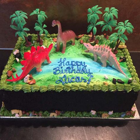 Dino Sheet Cake, Dinosaur Sheet Cake, Simple Dinosaur Cake, Dinosaur Birthday Party Cake, Sheet Cake Ideas, Dinasour Birthday, Dino Birthday Cake, T Rex Cake, Jurassic Park Birthday