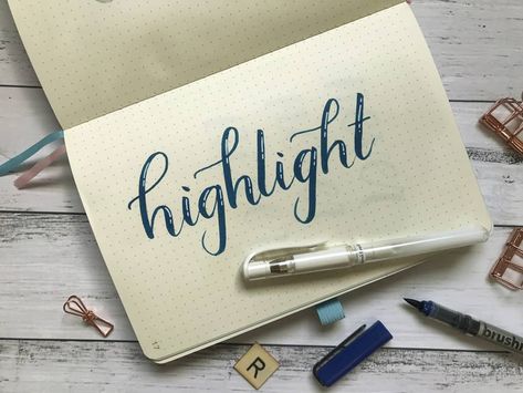 Brush lettering is a difficult skill to master, but once I did master it, I wanted more!   Simple brush lettered headings in my bullet journal was no longer enough.  Maybe you’re in that same position now.  If so, then here are a few simple lettering tips that can take your lettering to the next level! #letteringtips #handlettering #brushlettering #moderncalligraphy Simple Lettering, Paint Font, White Highlights, Highlighter Brush, White Pen, Creative Lettering, Painted Letters, Brush Lettering, Modern Calligraphy