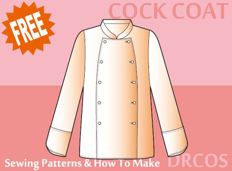 Drcos Patterns, Coat Illustration, Chef Coats, Morning Coat, Dress Sewing Patterns Free, Coat Sewing, Sewing Shop, Japanese Sewing Patterns, Chesterfield Coat