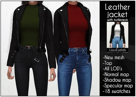 Sims 4 cc: Leather jacket with turtleneck Sims 4 Cc Leather Jacket, Jacket With Turtleneck, Pelo Sims, Sims 4 Mm Cc, Sims 4 Game Mods, Sims 4 Cc Folder, Sims 4 Dresses, Sims 4 Mm, The Sims 4 Download