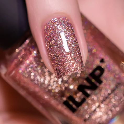 Juliette Rose Gold Holographic Nail Polish - Etsy Sparkle Nails Short, Gold Holographic Nails, Juliette Rose, Wedding Nail Colors, Nail Polish Tutorial, Pet Poems, Ilnp Nail Polish, Rose Gold Nail Polish, Metallic Nail