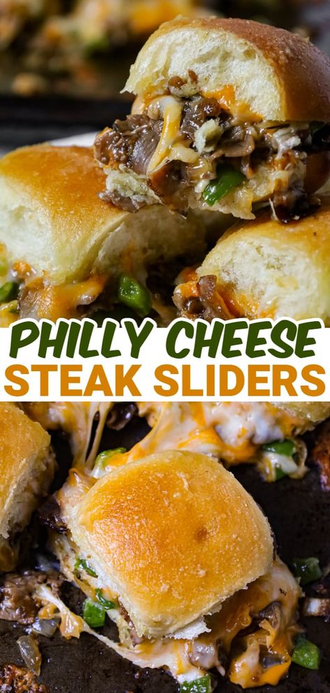 Cheese Steak Sliders, Steak Sliders, Philly Cheesesteak Sliders, Easy Slider Recipes, Philly Cheese Steak Sandwich, Cheesesteak Sliders, Philly Cheese Steak Sliders, Slider Sandwiches, Cheese Steak