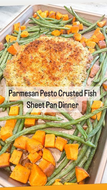 Ansley Wall on Instagram: "Parmesan Pesto Crusted Fish 1.5-2lbs thicker white fish (I’d suggest mahi mahi, halibut, or grouper) 1/2 cup Mayo (can sub half Greek yogurt) 1 Tbsp Dijon mustard (whole grain if you’ve got it) 1/4 cup pesto Pinch of salt and pepper 1/2 cup Parmesan 1/2 cup panko breadcrumbs 1 large sweet potato (or 2 small) 1 lb bag haricot verts Olive oil, salt and pepper prick holes in sweet potato and give it a jump start by cooking a few minutes in the microwave. Once i Mahi Mahi Sweet Potato, Crusted Fish, White Fish, Japanese Cooking, Sheet Pan Dinners, Mahi Mahi, Pinch Of Salt, Dijon Mustard, Dijon