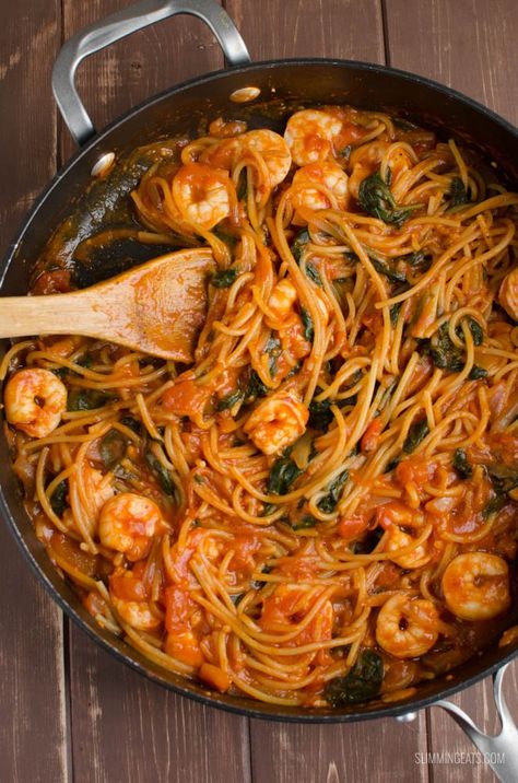 One Pot Shrimp Pasta, One Pot Shrimp, Syn Free Food, Sw Meals, Potted Shrimp, Syn Free, Shrimp Pasta, World Recipes, Easy Pasta