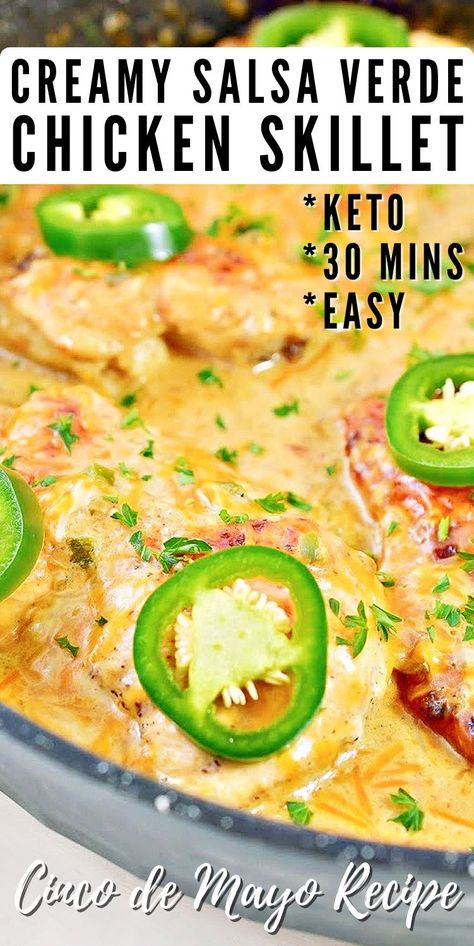 Salsa Verde Chicken Skillet, Keto Salsa Verde Chicken, Low Carb Salsa, Guacamole Salsa Recipe, Keto Salsa, Chicken Salsa Verde, Chicken Skillet Dinner, Cilantro Lime Salsa, Easy Salsa Verde