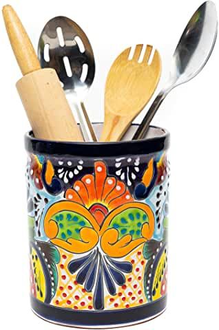 Spatula Holder, Cooking Utensil Holder, Mexican Talavera Pottery, Pottery Spoon, Ceramic Utensil Holder, Pottery Spoon Rest, Mexican Ceramics, Utensil Crock, Kitchen Utensil Holder