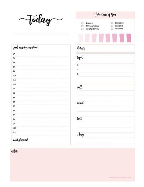 FREE Printable - How to Plan Your Day for Maximum Efficiency #planning #planner #planyourday Plan Out Your Day, Organization Notebook, Plan My Day, Notebook Therapy, Daily Planner Printables Free, Day Template, Pink Planner, Plan Your Day, To Do Lists Printable