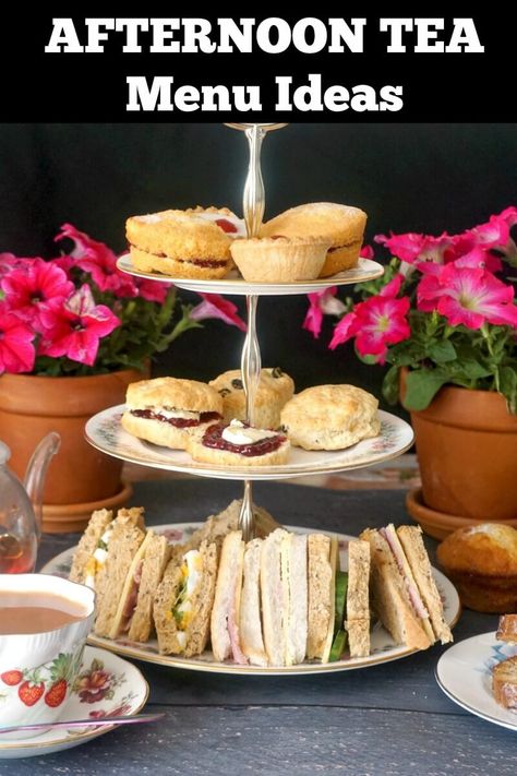 Afternoon Tea Menu Ideas, a collection of delicious recipes for the best afternoon tea party. With summer upon us, there is nothing better than spoiling yourself with some posh treats and a nice cup of tea. From sandwiches, to scones and cakes, there is a bit for everyone to enjoy. Afternoon Tea Menu Ideas, Tea Party Menu, High Tea Food, Recipe Cheesecake, Tea Sandwiches Recipes, Cheesecake Oreo, Afternoon Tea Cakes, Christmas Tea Party, Best Afternoon Tea