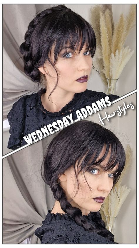 Wensday Addams Hairstyles, Wednesday Prom Hairstyle, Wednesday Addams Hair Braids, Wednesday Addams Hairstyles, Wednesday Hairstyles, Wednesday Addams Hair, Wednesday Addams Makeup, Wednesday Dance, Aso Ebi Dresses