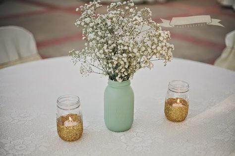 Wedding Mint, Chelsea Wedding, Wedding Mint Green, Babies Breath, Temple Wedding, Lds Temple, Rustic Glam, Table Runners Wedding, Mint Wedding