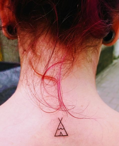 Tribe tattoo️  #tipi #friendship #tattoo#small#black Small Teepee Tattoo, Tiny Teepee Tattoo, My Tribe Tattoos For Women, Tipi Tattoo, My Tribe Tattoo, Teepee Tattoo, Tribe Tattoo Friendship, Tribe Tattoo, Sister Friend Tattoos