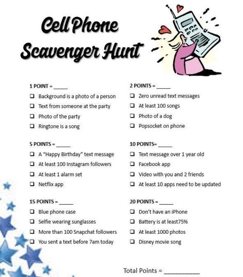 Cell Phone Scavenger Hunt, Scavenger Hunt Classroom, Phone Scavenger Hunt, Scavenger Hunt Activities, Selfie Scavenger Hunt, Happy Birthday Text Message, Selfie Phone, Party Selfie, Iphone Selfie