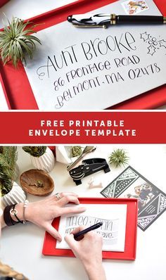 Creative Addressing Envelopes, Holiday Card Addressing, Christmas Card Addressing Envelopes, Addressing Envelopes By Hand, Christmas Card Addressing, Holiday Envelope Addressing, Christmas Envelope Art, Addressing Christmas Cards, Envelope Template Printable