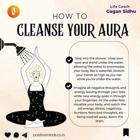 You are your AURA! 🧘🏻‍♂️- Save it now 

Cleanse it daily just like you take a bath or shower for your physical body. Also your energetic/spirit body needs to be cleansed. Your AURA announces itself first before your physical body. Taking care of this energetic self is paramount. All things first happen energetically/spiritually before you can see it with your physical eye.💜

Follow us @positiveminds.co.in for more on law of attraction and life hacks .
:
.
.

#healing #meditation #energy #spir Aura Meditation, Chakra Meanings, Chakra Healing Meditation, Chakra Health, Aura Healing, Chakra Activation, Energy Therapy, Chakra Affirmations, Aura Cleansing