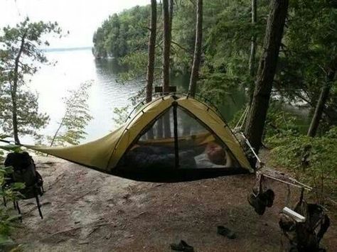 Hammock tent Tent Hammock, Tree Tent, Hammock Tent, Camping Glamping, Hammock Camping, Camping Fun, Camping Ideas, Camping Survival, Back To Nature