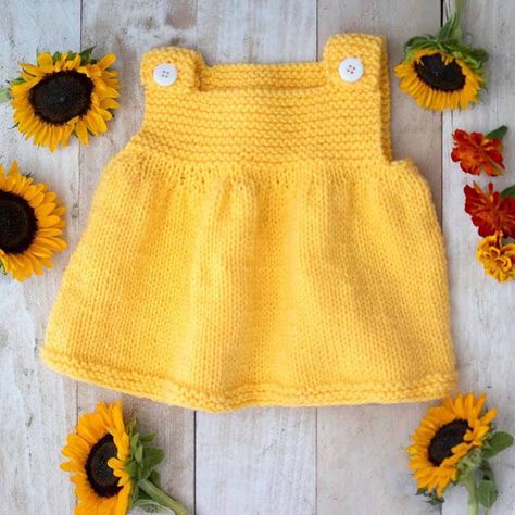 Easy Baby Dress Knitting Pattern - Ruffled Baby Dress, Dress Knitting Pattern, Bunny Knitting Pattern, Dress Knitting, Baby Dress Pattern, Baby Booties Knitting Pattern, Crochet Kids Hats, Knit Baby Dress, Baby Sweater Knitting Pattern