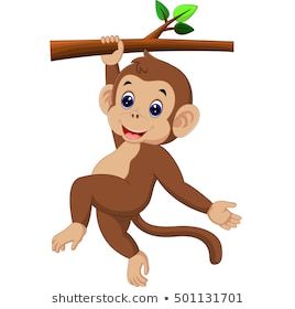 Cute Baby Monkey Hanging On Tree Stock Vector (Royalty Free) 361764071 Baby Zebra Drawing, Zoo Animal Activities, Jungle Decorations, Fall Preschool Activities, Story Books Illustrations, Flower Art Drawing, Painting Decor, Baby Boy 1st Birthday