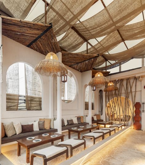 Capture Mumbai's Mediterranean side in this insta-worthy restaurant - Architect and Interiors India Mediteranian Restaurant Design, Mediterranean Style Restaurant, Medditeranean Restaurant Design, Mediterranean Cafe Design, Coastal Restaurant Interior Design, Mediterranean Restaurant Interior Design, Mediterranean Bar Design, Moroccan Restaurant Interior, Mediterranean Restaurant Design