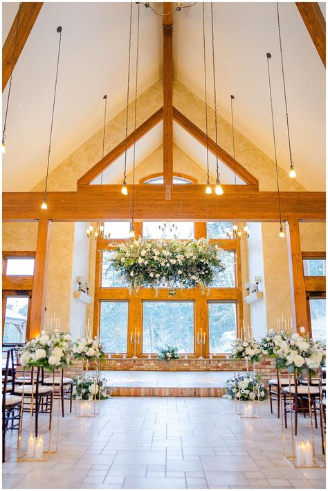 Winter Wedding at Della Terra Mountain Château | Gillian and Sean | Estes Park, CO Della Terra Mountain Chateau Wedding, Mountain Chateau, Vegan Dressing, Chateau Wedding, Winter Wonderland Wedding, Ceremony Decor, Wonderland Wedding, Estes Park, Wedding Florals