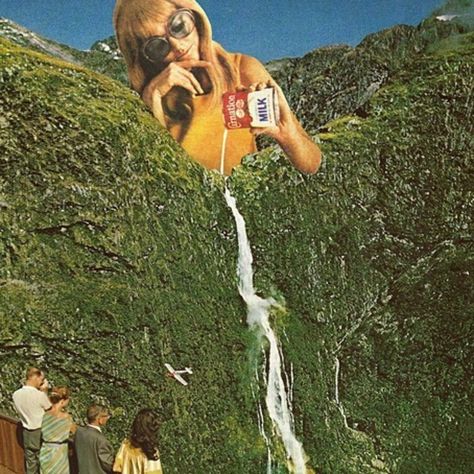 Milky Falls Surrealist Collage, Art Niche, Surreal Collage Art, Postal Vintage, Surreal Photos, Surreal Collage, Montage Photo, Photo Vintage, Autumn Art