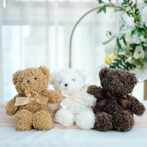 Explore our set of 3, 7" cute plush stuffed teddy bears in dark brown, ivory, and natural colors. Perfect for party favors and centerpieces. ✓ Get yours now! Animals Party Decorations, Stuffed Teddy Bears, Teddy Bear Centerpieces, Animal Party Decorations, Teddy Bear Party, Animals Party, Paper Party Decorations, Toy Animals, Bear Party