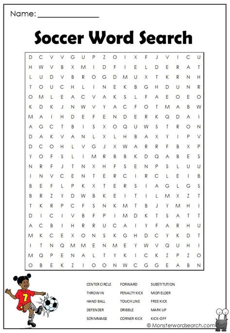 Soccer Word Search Printable, Free Soccer Printables, Football Worksheets For Kids, Soccer Activities For Kids, Soccer Word Search, Soccer Math, Soccer Activities, Pirate Christmas, Daily Routine Worksheet