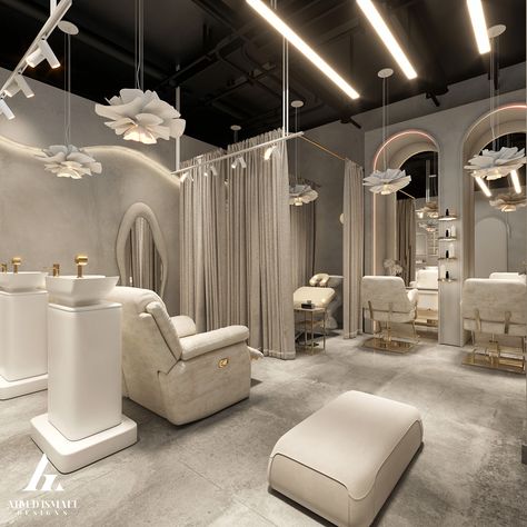 𝐋𝐔𝐗𝐔𝐑𝐘 𝐁𝐄𝐀𝐔𝐓𝐘 𝐒𝐀𝐋𝐎𝐍 :: Behance Women Salon Design, Luxury Beauty Salon Design Interior, Luxurious Spa Design, Hair Beauty Salon Design, Makeup Shop Interior, Beauty Shop Ideas, Show Room Interior Design, Boujee Salon, Luxury Hair Salon Design