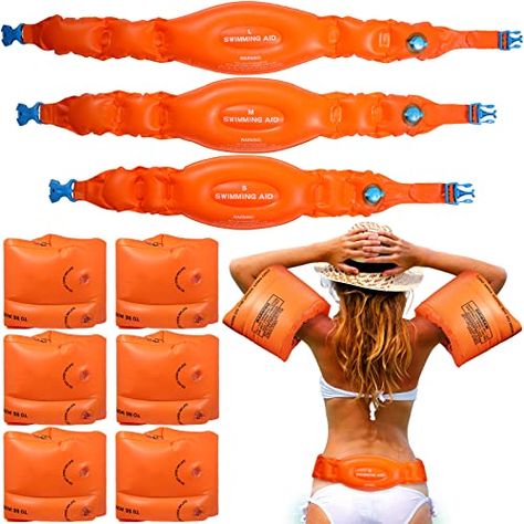 3 Pack Swimming Belt for Kids and Adults Portable Inflatable Swimming Training Aid Flotation Belt with Safety Buckle and 3 Pair Floaties Inflatable Swim Arm Bands Rings Floats Tube Armlets for Pool Swim Belts, Swimming Training, Bands Rings, Swim Float, Beach Balls, Swim Ring, Swimming Costume, Shop Front, Arm Band