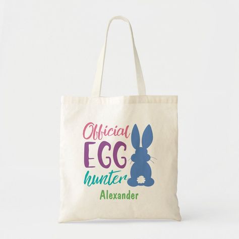 Easter Tote Bags, Easter Totes, Easter Eggs Kids, Easter Treat Bags, Kids Tote Bag, Bunny Silhouette, Kids Totes, Easter Bags, Personalized Easter Bunny