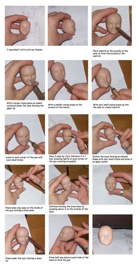 Image: Sculpting A Face, Doll Sculpting, Making A Doll, Sculpting Ideas, Sculpting Tutorials, Doll Making Tutorials, Clay Doll, ดินปั้น Polymer Clay, Polymer Clay Figures