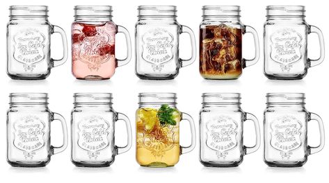 ERGONOMIC DESIGN MULTIPURPOSE USE ACCESSIBLE MOUTH JAR SUPERB VINTAGE DSIGN Mason Jar Drinking Glasses, Jar Cups, Mason Jars With Handles, Plastic Mason Jars, Mason Jar Mugs, Old Fashioned Drink, Mason Jar Cups, Rodeo Birthday, Mini Mason Jars