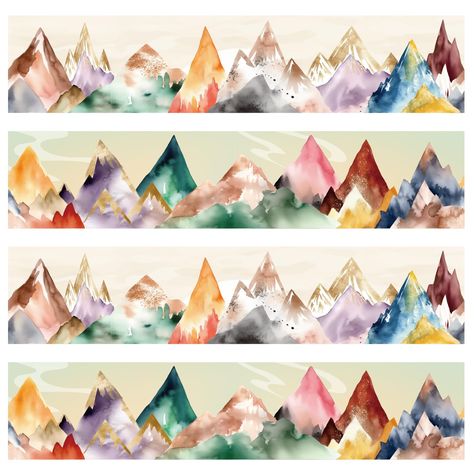 PRICES MAY VARY. Package Quantity: 60Pcs moving mountains bulletin board borders. 2 different designs. Cardstock Moving Mountains Bulletin Borders: Each moving mountains border trim has a length of about 14 ft and a width of about 3 inches. 60Pcs, total in length of about 70 ft. You can DIY and cut the length and shape you want School Classroom Decorations: Back to school classroom accessories. Easy to use and keep. Also ideal for school rewards, kids' parties, birthday activities, and other eve Moving Mountains Classroom Theme, Mountain Bulletin Board, Decorations For Classroom, Classroom Tree, Watercolor Classroom, Bulletin Borders, Back To School Classroom, Classroom Accessories, Moving Mountains