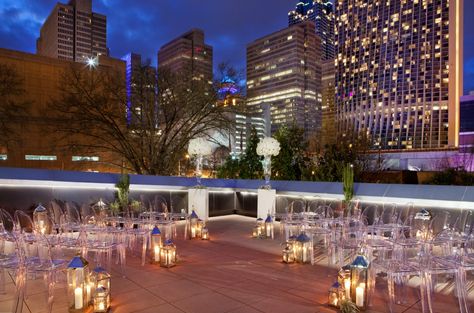 City View Wedding | City Skyline Wedding | Ceremony City Skyline | Lanterns | Ghost Chairs Wedding Venues Atlanta Ga, Rooftop Wedding Venue, Atlanta Hotels, Skyline Wedding, Atlanta Wedding Venues, Georgia Wedding Venues, Cheap Wedding Venues, Inexpensive Wedding Venues, Rooftop Wedding