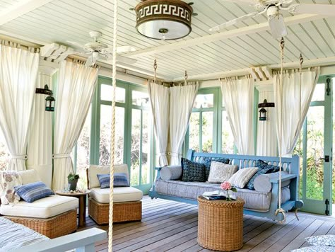 Seaside sleeping porch - love this!! Cottage Sunroom, Florida Home Decorating, House Sunroom, Veranda Design, Sleeping Porch, Sunroom Decorating, Sunroom Designs, Sunroom Ideas, Florida Room