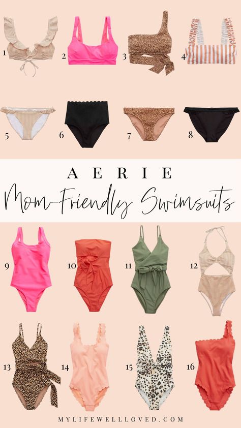 Moms Swim With Style: The Best Aerie Swimsuits For Women by Alabama Mommy + Style blogger, Heather Brown // My Life Well Loved Mom Bod Bathing Suits, Mom Swimming Suits, Mom Bod Swimsuit, Best Mom Swimwear, Target Swimsuits 2023, Amazon Bathing Suits Women, 2024 Bathing Suit Trends, One Piece Bathing Suits For Women, Swimsuit 2024 Trends