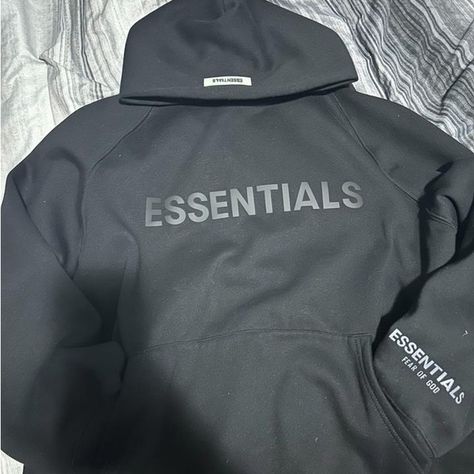 black essentials FOG hoodie Essentials Hoodie Men, Grey Essentials Hoodie, Essentials Hoodie Black, Essentials Sweatshirt, Black Tracksuit, Essentials Hoodie, Hoodies For Women, Hoodie Streetwear, Fear Of God Essentials