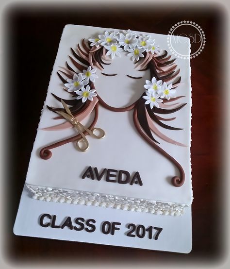 Cosmetology Graduation Cake Cosmotology Party Ideas, Hairdresser Cake, Cosmetology Graduation, Happy Birthday Leo, 74th Birthday, Grad Cake, Cake Vanilla, 21st Birthday Cards, 1st Birthday Cakes