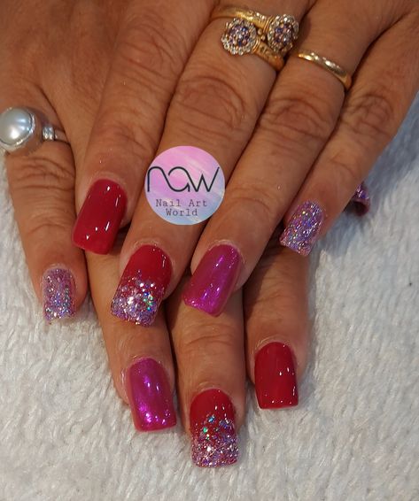 Gel extension with pink chrome and pink holo glitter Chrome And Glitter Nails, Chrome Effect, Gel Extensions, Glitter Nails, Nail Art, Glitter, Nails, Quick Saves, Art