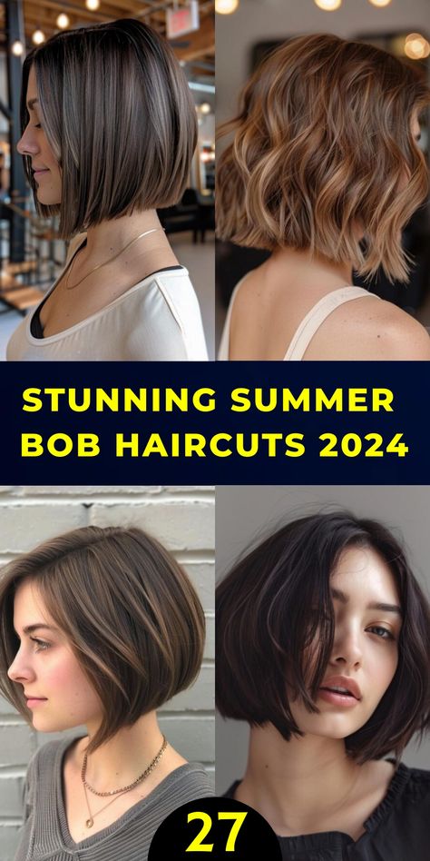 Discover the top 27 summer bob haircuts for 2024 that will keep you looking fresh and stylish. From classic cuts to modern twists, these bob hairstyles are perfect for the warm weather. Explore our collection and find the ideal bob haircut to match your summer vibe and keep you cool all season long. Modern Long Bob Haircut 2023, Short Long Bob Hairstyles, 2024 Haircut Women Short, Bobs Thick Hair, Modern Bobs 2024, Bob Hairstyles 2024 Trends, Summer Bob Hairstyles 2024, 2024 Haircuts For Women With Fine Hair, 2024 Bob Hair Trends Fine Hair