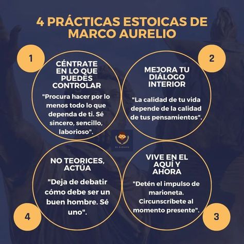 El Estoico (Pepe García) | Estoicismo en español. on Instagram: "Estas son algunas de las prácticas que Marco Aurelio trataba de cultivar a diario. Como podemos ver, no es necesario ser emperador de Roma para intentar vivir en el momento presente. O para centrarnos en lo que podemos controlar. Está a nuestro alcance hacerlo ahora mismo. ¿Qué opinas de estas prácticas estoicas de un emperador romano? Espero que te ayuden. 🏛️ #estoicismo #marcoaurelio #meditaciones #elestoicoesp #elestoico #e Strategy Quotes, Famous Phrases, Stoicism Quotes, Personal Motivation, Stoic Quotes, Spanish Inspirational Quotes, Self Care Bullet Journal, Self Healing Quotes, Life Philosophy