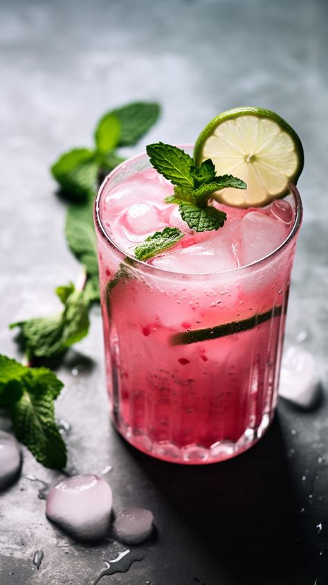 Pink Coconut Mojito [10 Minutes] – Chasety Pink Coconut Mojito, Mojito Aesthetic, Pink Mojito, Coconut Aesthetic, Birthday Recipes, Coconut Mojito, Drinks Photography, Coconut Bowls, Summer Drinks Alcohol