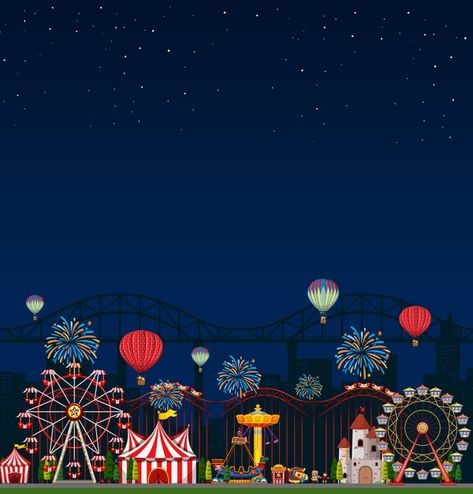 Park Scene, Circus Design, Dark Blue Sky, Carnival Posters, Easter Illustration, Kids Background, Magazine Layout Design, Landscape Art Painting, Art Competitions