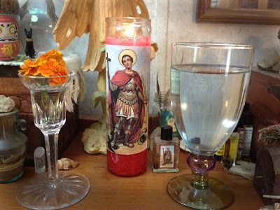 Tales from the Old Wooden Art Table: Saint Expedite, Candles, Cake and Making it Happen Saint Expedite, St Anthony Prayer, Candles Cake, Hoodoo Conjure, Hoodoo Spells, Wiccan Crafts, Crystal Altar, Homemade Oil, Home Altar