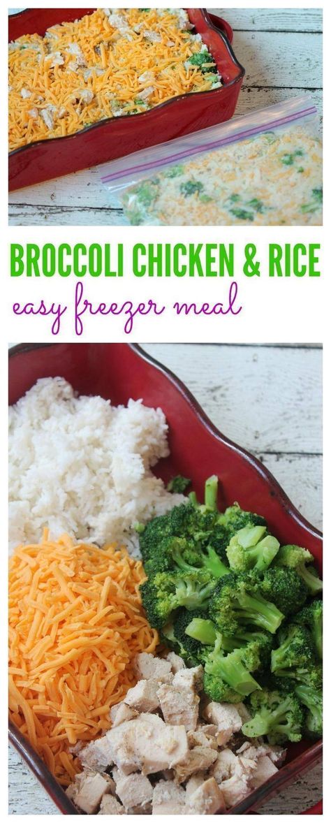 Cheesy Broccoli Rice Casserole! This is a quick and easy freezer meal idea for busy moms! #passion4savings #broccoli #cheese #chicken #rice #freezer #meal #dinner Cheesy Broccoli Chicken And Rice, Broccoli Chicken Rice, Freezer Casseroles, Cheesy Broccoli Rice Casserole, Chicken Rice Recipe, Chicken And Rice Recipe, Freezer Dinners, Chicken Rice Recipes, Freezer Friendly Meals