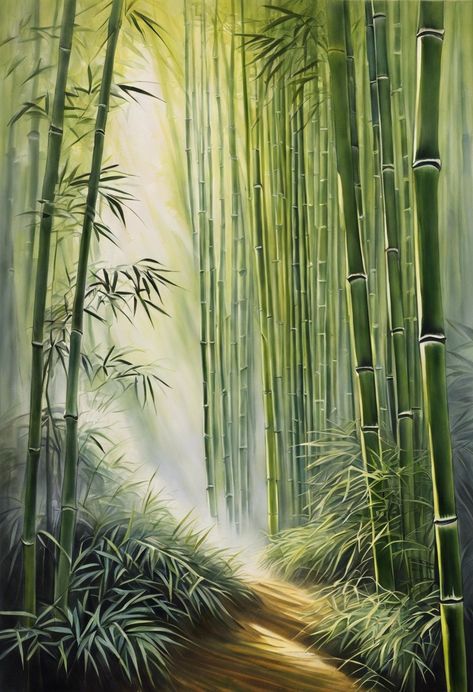 Mystic Bamboo Grove Check more at https://paintlyx.com/mystic-bamboo-grove/ Bamboo Grove, Phone Wallpaper